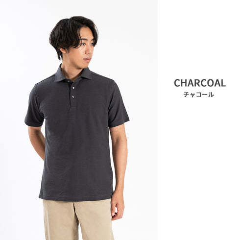 【日本製】 ポロシャツ メンズ 半袖 ビジネス 綿100% 天然素材 やわらかい ドライタッチ 無地 ワイドカラー カーキ(SPKB25-094-kh)