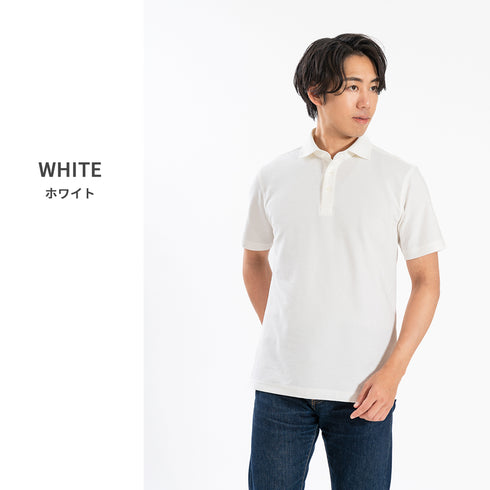 【日本製】 ポロシャツ メンズ 半袖 ビジネス 綿100% 天然素材 やわらかい ドライタッチ 無地 ワイドカラー カーキ(SPKB25-094-kh)