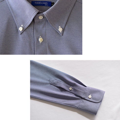 【日本製】 ポロシャツ メンズ 長袖 ビジネス 吸水速乾 ノンアイロン ストレッチ ボタンダウン 無地 ピンク(SPKB25-097-pi)