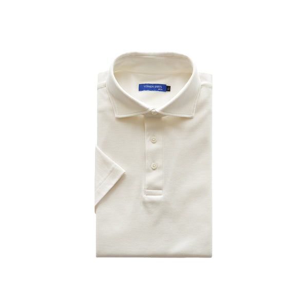 【日本製】メンズ ポロシャツ 半袖 ビジネス 抗菌効果 ピエクレックス 無地 ワイドカラー アイボリー(SPKB25-107-iv)