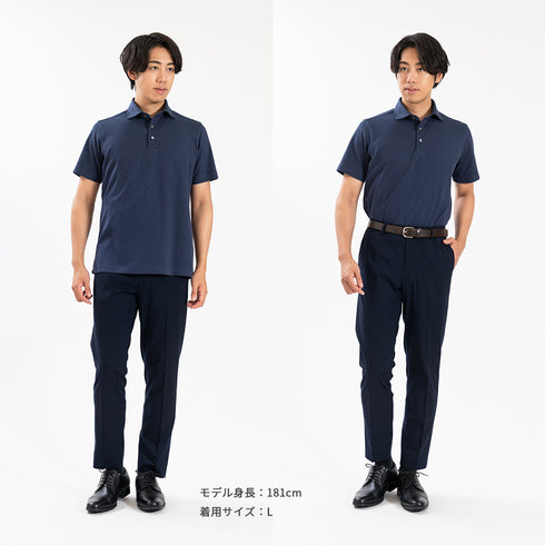 【日本製】メンズ ポロシャツ 半袖 ビジネス 抗菌効果 ピエクレックス 無地 ワイドカラー ブラック(SPKB25-107-bk)