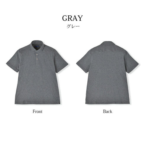 【日本製】 ポロシャツ メンズ 半袖 オーガニックコットン 綿100% やわらかい 無地 ワイドカラー ブラック(SPKJ23-029-bk)