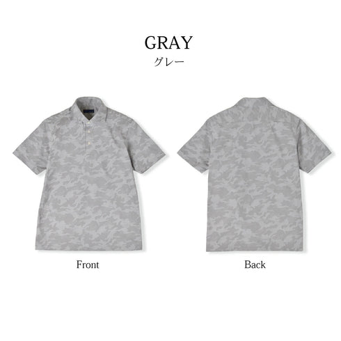 【日本製】 ポロシャツ メンズ 半袖 接触冷感 涼しい 吸水速乾 ワイドカラー カモフラージュ ホワイト(SPKJ23-030-wh)