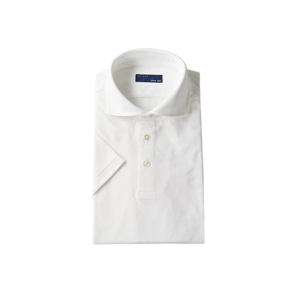 【日本製】 ポロシャツ メンズ 半袖 接触冷感 涼しい 吸水速乾 ワイドカラー カモフラージュ ホワイト(SPKJ23-030-wh)