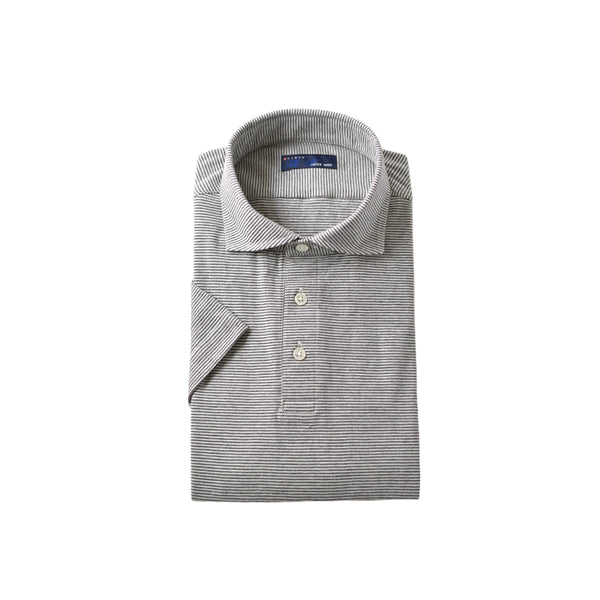 Short-sleeved polo shirt, polo shirt for men, made in Japan, short sleeve, striped, cool biz, easy care, organic, spkj23-031
