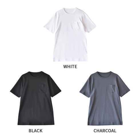 【日本製】tシャツ メンズ 半袖 スビンプラチナム クルーネック 綿100% ポケットあり ホワイト(STKJ23-040-wh)