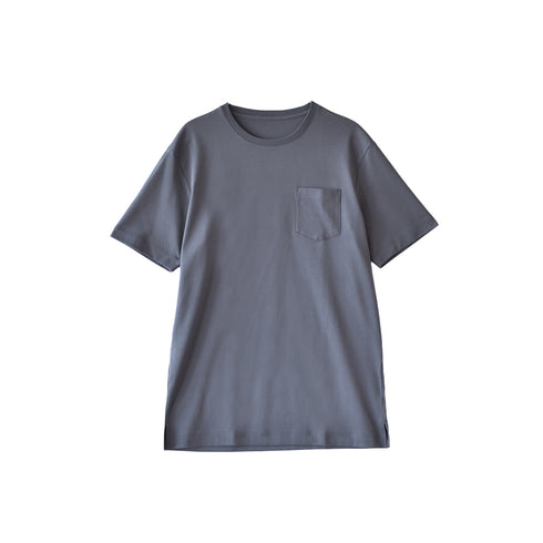 【日本製】tシャツ メンズ 半袖 スビンプラチナム クルーネック 綿100% ポケットあり チャコール(STKJ23-040-ch)