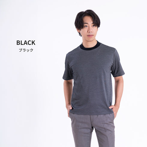 【日本製】tシャツ ジャケット ビジネス メンズ 半袖 ジャケット専用 抗菌効果 ピエクレックス ソリッドブラック(STKB24-085-sbk)