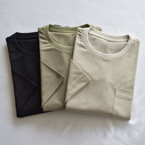 【日本製】 tシャツ メンズ 吸水速乾 通気性 ビジネスカジュアル クルーネック 無地 リネンライク カーキ(stkb26-114-kh)