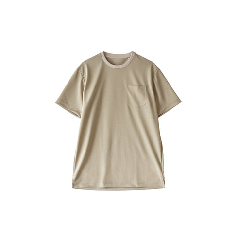 【日本製】 tシャツ メンズ 吸水速乾 通気性 ビジネスカジュアル クルーネック 無地 リネンライク ベージュ(stkb26-114-be)