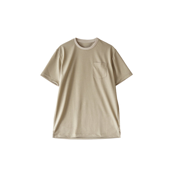 【日本製】 tシャツ メンズ 吸水速乾 通気性 ビジネスカジュアル クルーネック 無地 リネンライク ベージュ(stkb26-114-be)