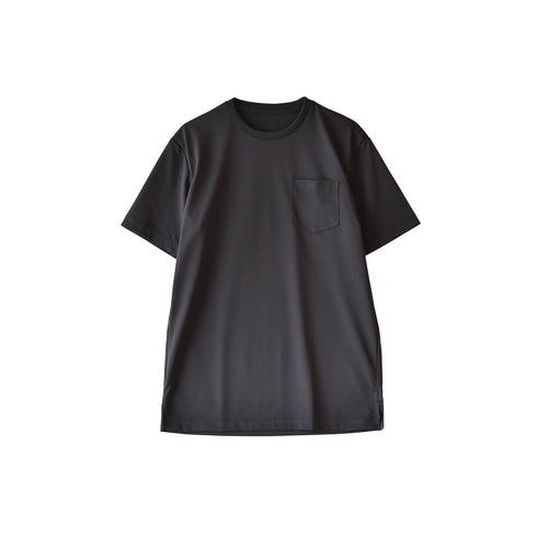 【日本製】 tシャツ メンズ 吸水速乾 通気性 ビジネスカジュアル クルーネック 無地 リネンライク ブラック(stkb26-114-bk)