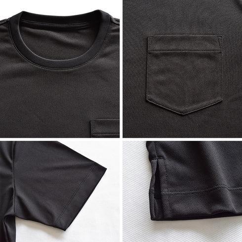 【日本製】 tシャツ メンズ 吸水速乾 通気性 ビジネスカジュアル クルーネック 無地 リネンライク カーキ(stkb26-114-kh)