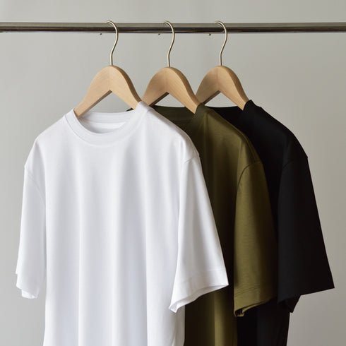 【日本製】 tシャツ メンズ 半袖 高級綿 ビジネスカジュアル クルーネック 無地 綿100% アルビニスムース ホワイト(stkb26-115-wh)