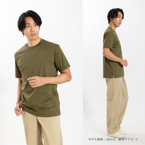 【日本製】 tシャツ メンズ 半袖 高級綿 ビジネスカジュアル クルーネック 無地 綿100% アルビニスムース ホワイト(stkb26-115-wh)