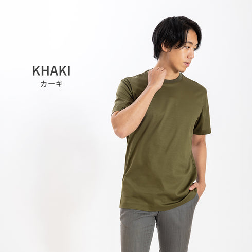 【日本製】 tシャツ メンズ 半袖 高級綿 ビジネスカジュアル クルーネック 無地 綿100% アルビニスムース ホワイト(stkb26-115-wh)