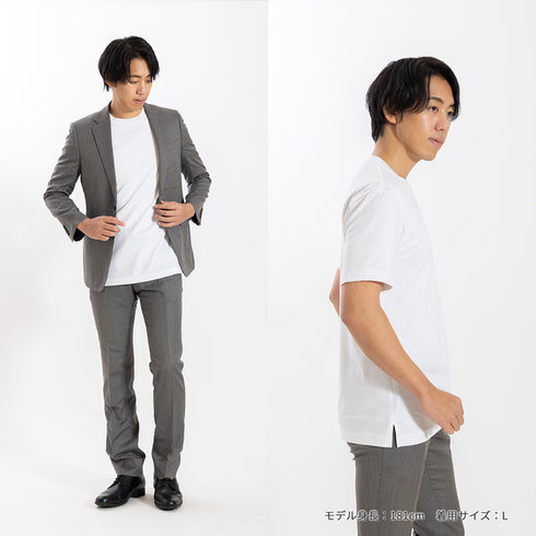 【日本製】 tシャツ メンズ 半袖 高級綿 ビジネスカジュアル クルーネック 無地 綿100% アルビニスムース ホワイト(stkb26-115-wh)