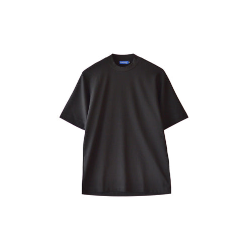 【日本製】 tシャツ メンズ 襟高 半袖 高級綿 ビジネスカジュアル ジャケット専用 無地 綿100% スビンプラチナム ブラック(stkb26-124-bk)