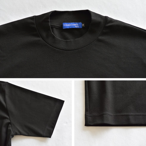 【日本製】 tシャツ メンズ 襟高 半袖 高級綿 ビジネスカジュアル ジャケット専用 無地 綿100% スビンプラチナム ホワイト(stkb26-124-wh)