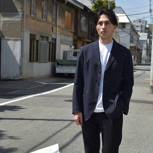 【日本製】 tシャツ メンズ 襟高 半袖 高級綿 ビジネスカジュアル ジャケット専用 無地 綿100% スビンプラチナム ホワイト(stkb26-124-wh)