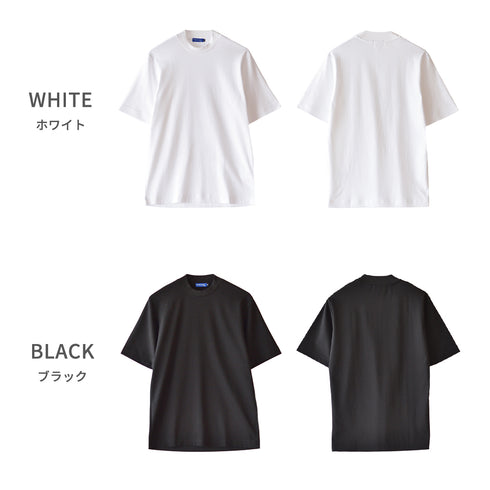 【日本製】 tシャツ メンズ 襟高 半袖 高級綿 ビジネスカジュアル ジャケット専用 無地 綿100% スビンプラチナム ホワイト(stkb26-124-wh)