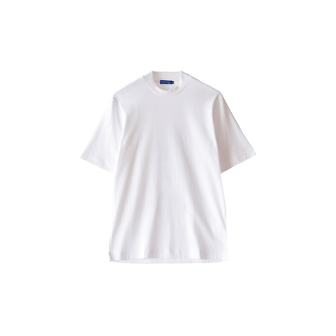 【日本製】 tシャツ メンズ 襟高 半袖 高級綿 ビジネスカジュアル ジャケット専用 無地 綿100% スビンプラチナム ホワイト(stkb26-124-wh)