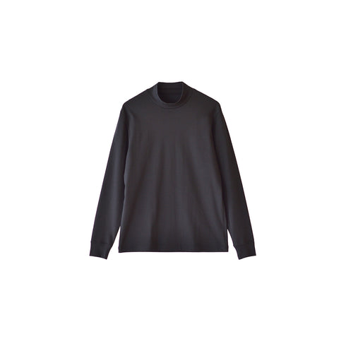 【日本製】 tシャツ メンズ 長袖 ビジネスカジュアル モックネック 無地 高級綿100% スビンプラチナム ブラック(stkb26-126-bk)