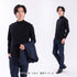 【日本製】 tシャツ メンズ 長袖 ビジネスカジュアル モックネック 無地 高級綿100% スビンプラチナム ブラック(stkb26-126-bk)