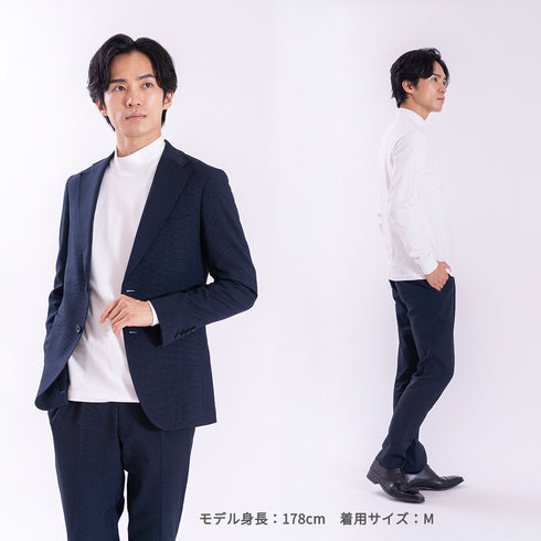 【日本製】 tシャツ メンズ 長袖 ビジネスカジュアル モックネック 無地 高級綿100% スビンプラチナム ブラック(stkb26-126-bk)