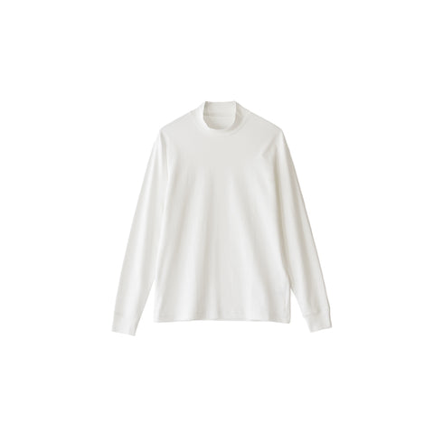 【日本製】 tシャツ メンズ 長袖 ビジネスカジュアル モックネック 無地 高級綿100% スビンプラチナム ホワイト(stkb26-126-wh)