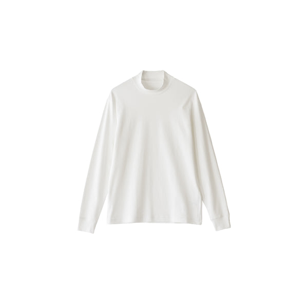 【日本製】 tシャツ メンズ 長袖 ビジネスカジュアル モックネック 無地 高級綿100% スビンプラチナム ホワイト(stkb26-126-wh)