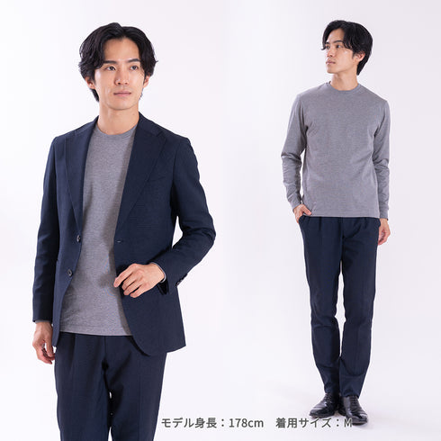 【日本製】 tシャツ メンズ 長袖 ビジネスカジュアル クルーネック 無地 綿100% ウルティマコットン ホワイト(stkb26-127-wh)