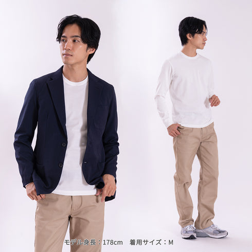 【日本製】 tシャツ メンズ 長袖 ビジネスカジュアル クルーネック 無地 綿100% ウルティマコットン ホワイト(stkb26-127-wh)