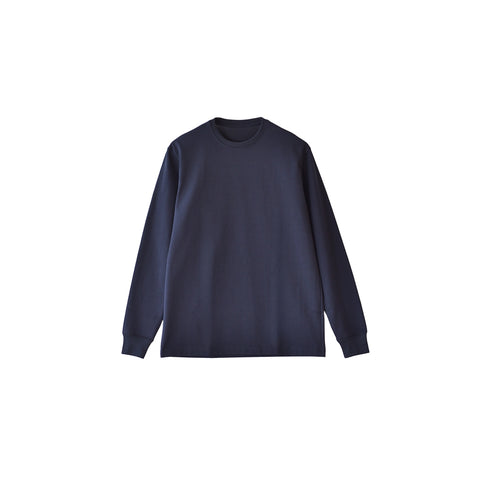 【日本製】 tシャツ メンズ 長袖 ビジネスカジュアル クルーネック 無地 綿100% ウルティマコットン ネイビー(stkb26-127-na)