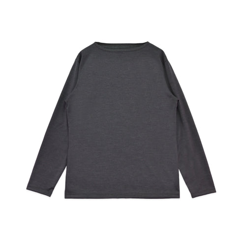 【日本製】ウール tシャツ メンズ 長袖 ボートネック インナー ゆったり ウール100% チャコール(STKJ22-020-ch)