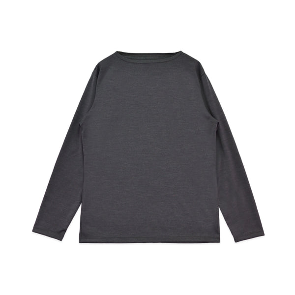 【日本製】ウール tシャツ メンズ 長袖 ボートネック インナー ゆったり ウール100% チャコール(STKJ22-020-ch)