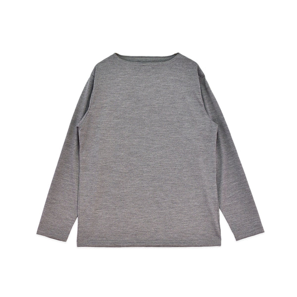 【日本製】ウール tシャツ メンズ 長袖 ボートネック インナー ゆったり ウール100% グレー(STKJ22-020-gr)