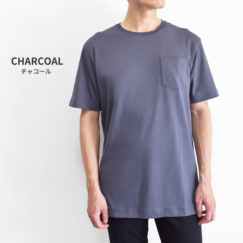 【日本製】tシャツ メンズ 半袖 スビンプラチナム クルーネック 綿100% ポケットあり ホワイト(STKJ23-040-wh)