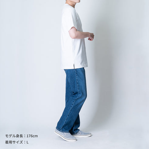 【日本製】tシャツ メンズ 半袖 スビンプラチナム クルーネック 綿100% ポケットあり ホワイト(STKJ23-040-wh)