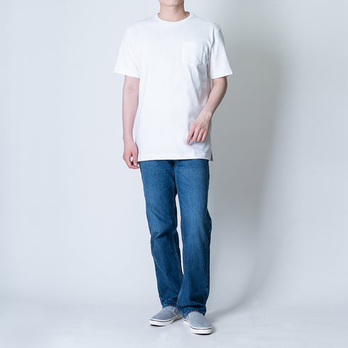 【日本製】tシャツ メンズ 半袖 スビンプラチナム クルーネック 綿100% ポケットあり ホワイト(STKJ23-040-wh)