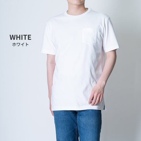 【日本製】tシャツ メンズ 半袖 スビンプラチナム クルーネック 綿100% ポケットあり ホワイト(STKJ23-040-wh)