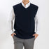 【日本製】 ベスト メンズ カジュアル ビジネス Vネック 無地 通気性 ワッフル生地 ネイビー(SVKB26-116-na)