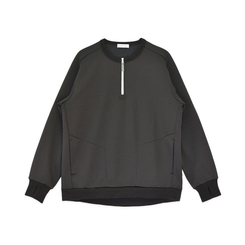 【日本製】 サイクリング プルオーバー メンズ 裏起毛フリース 暖かい 軽い ハーフジップ セットアップ 無地 ブラック(YMT-004-bk)