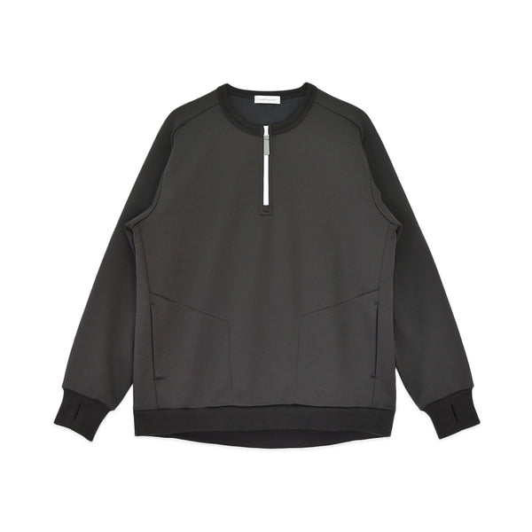 【日本製】 サイクリング プルオーバー メンズ 裏起毛フリース 暖かい 軽い ハーフジップ セットアップ 無地 ブラック(YMT-004-bk)