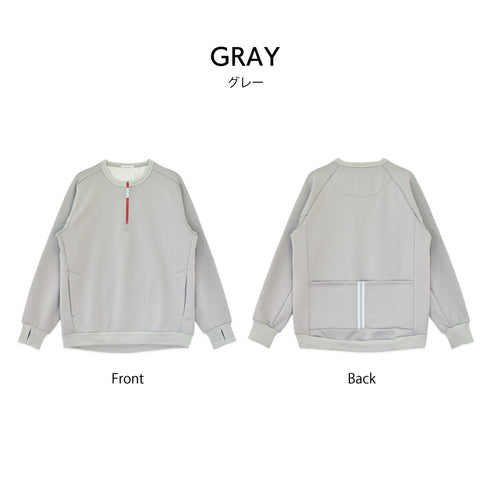 【日本製】 サイクリング プルオーバー メンズ 裏起毛フリース 暖かい 軽い ハーフジップ セットアップ 無地 ブラック(YMT-004-bk)