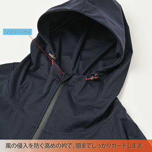 ジャケット パーカー フルジップ 撥水 防風 軽量 マウンテンパーカー メンズ レディース ユニセックス 無地 ネイビー(MAKUAKE-S01-NT-na)