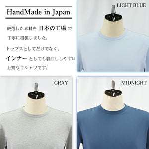 【日本製】 tシャツ メンズ 半袖 消臭 オーガニックコットン 綿100％ クルーネック 無地 ライトブルー(2022-TS1-lbl)