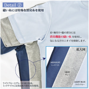 【日本製】 tシャツ メンズ 半袖 消臭 オーガニックコットン 綿100％ クルーネック 無地 グレー(2022-TS1-gr)
