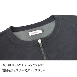 [FundAmental] Brushed outerwear for men, outerwear, made in Japan, no-collar blouson, blouson, no-collar, stretch, FL22FW-017M 