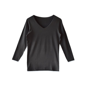 [Seiryu] Ultra-warm seamless V-neck innerwear, underwear, long sleeves, heat innerwear, made in Japan, cotton, quick drying, heat retaining material, cold protection, men's, 21FW-0003 